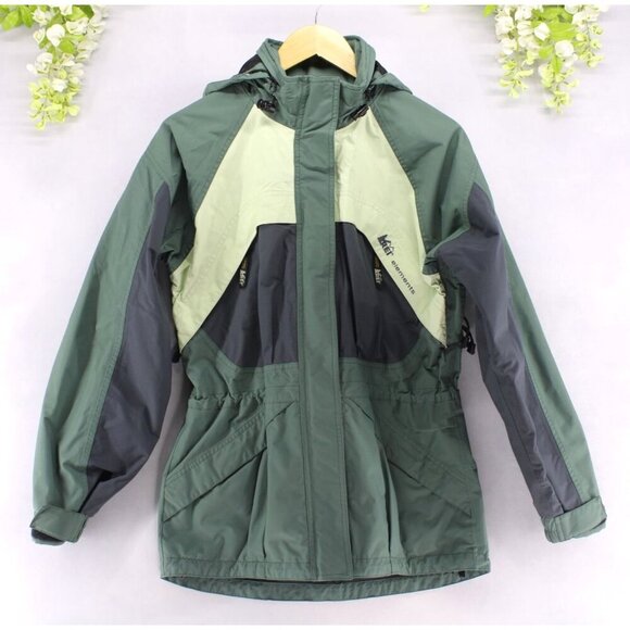 REI Elements Women's Hooded Full Zip Outdoor Jacket Multi Green Sz XS - Picture 1 of 9